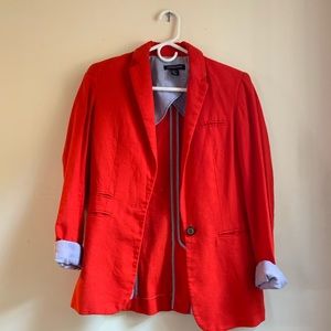 British Khaki Hot Orange blazer with striped cuffs